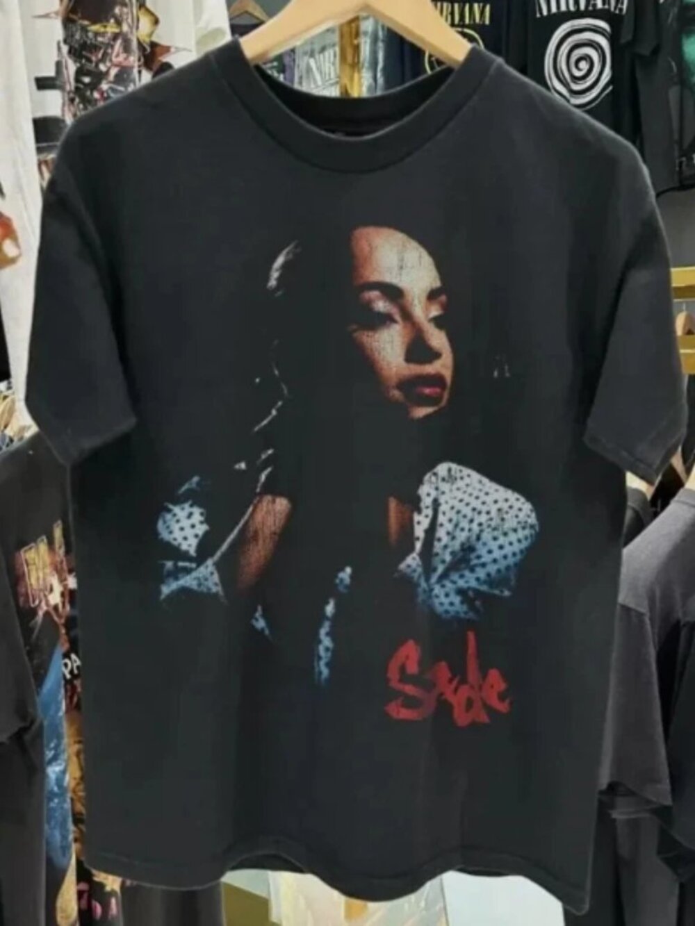 NWT Sade Vintage Style R&B Soul Band Graphic Tee Washed Black